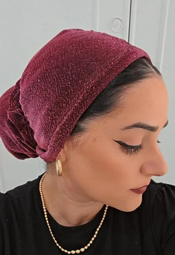 טורבן נצנץ ורוד וגומיה תואמת