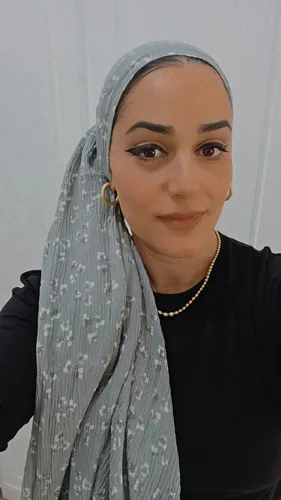 מטפחת לונג קרפ פרחים תכלת